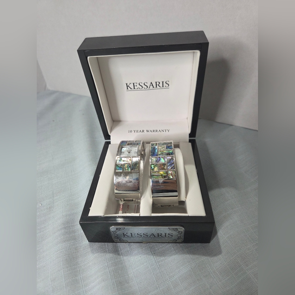 Kessaris Silver and Multicolor Watch And Bracelet Set